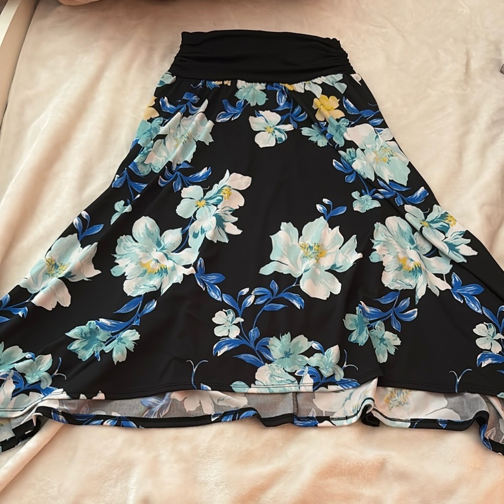 Apt. 9 Blue and White High-Low Midi Skirt